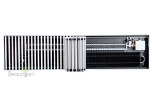 Внутрипольный конвектор отопления водяной Бриз В KZTO 220V 300x80x3000 с вентилятором подключение слева решетка серебро