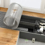 image-Внутрипольный конвектор отопления водяной Varmann Qtherm HK QHK4 310.130.1400 RR U EV1 тепло холод с вентилятором подключение справа и слева решетка серебро