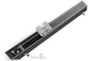 Внутрипольный конвектор отопления водяной Varmann Qtherm Slim QS 105.150.900 RR U EV1 L с вентилятором подключение слева решетка серебро