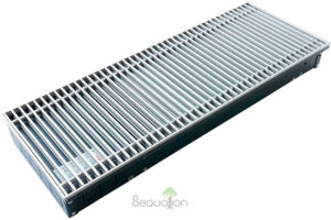 Внутрипольный конвектор отопления водяной Techno Power KVZ 300-140-4800 без вентилятора подключение слева решетка серебро