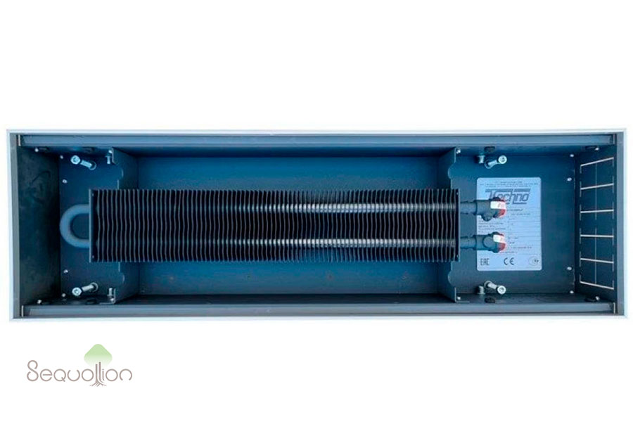 Внутрипольный конвектор отопления водяной Techno Usual KVZ 250-105-600 без вентилятора подключение справа без решетки