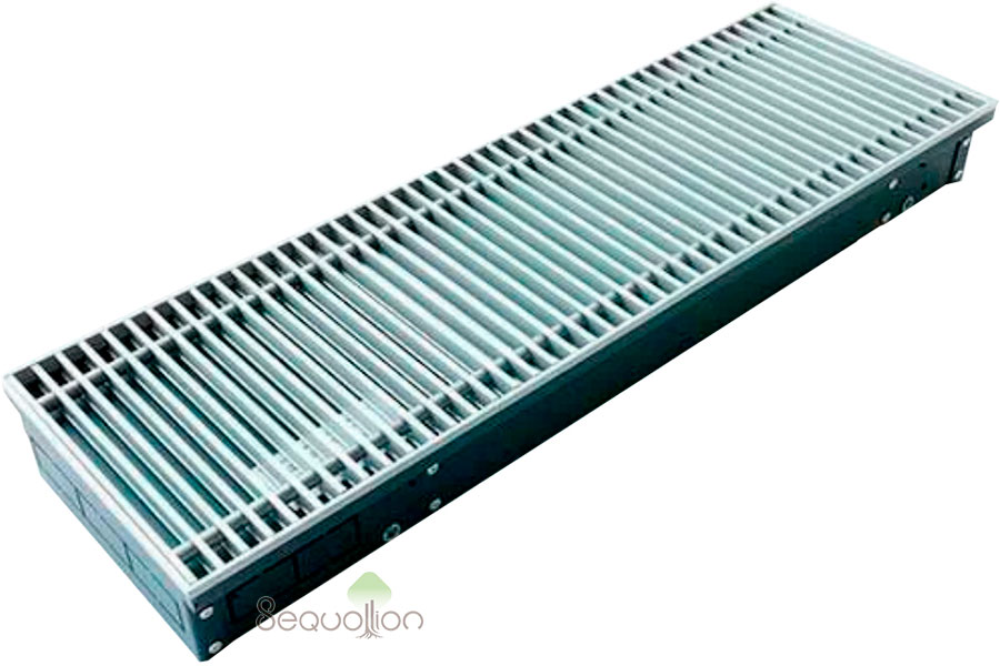 Внутрипольный конвектор отопления водяной Techno Usual KVZ 250-85-700 без вентилятора подключение слева решетка серебро