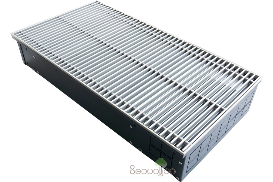 Внутрипольный конвектор отопления водяной Techno Usual KVZ 350-190-4700 без вентилятора подключение справа решетка серебро