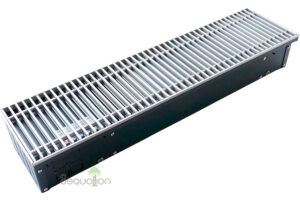 Внутрипольный конвектор отопления водяной Techno Usual KVZ 380-120-4800 без вентилятора подключение слева решетка серебро