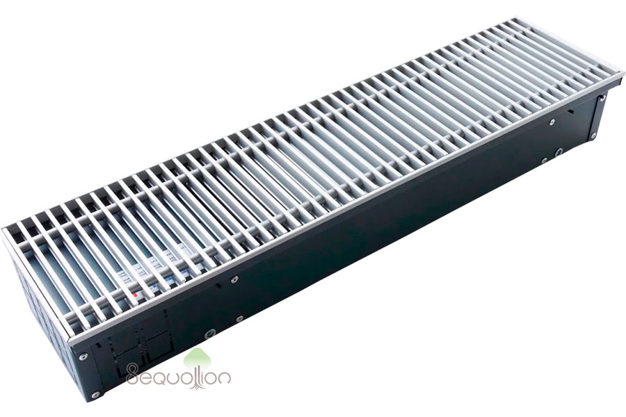 Внутрипольный конвектор отопления водяной Techno Usual KVZ 380-120-4800 без вентилятора подключение слева решетка серебро