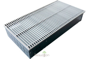 Внутрипольный конвектор отопления водяной Techno Usual KVZ 380-140-4700 без вентилятора подключение слева решетка серебро