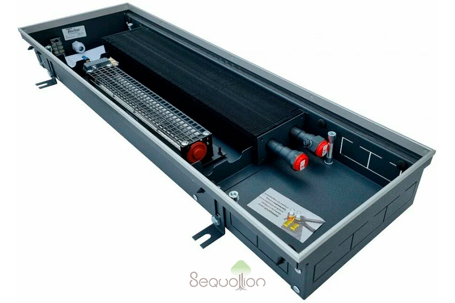 Внутрипольный конвектор отопления водяной Techno Power Vent KVZVh 270x130x4600 24V (с вентилятором, подключение справа, без решетки)