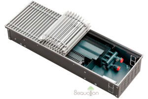 Внутрипольный конвектор отопления водяной Techno Power Vent KVZVh 270x130x4600 24V (с вентилятором, подключение справа, решетка серебро)