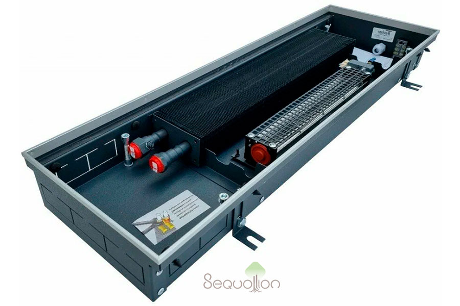 Внутрипольный конвектор отопления водяной Techno Vent KVZV 215x120x700 24V (с вентилятором, подключение слева, без решетки)