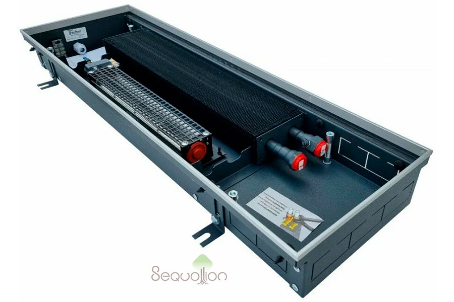 Внутрипольный конвектор отопления водяной Techno Vent KVZV 215x120x700 24V (с вентилятором, подключение справа, без решетки)