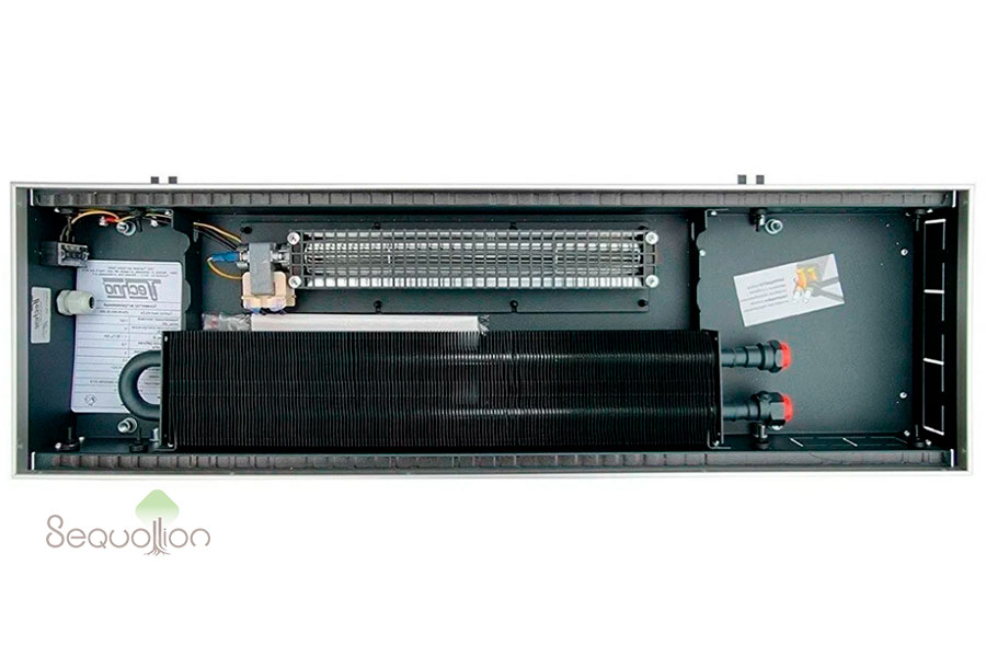Внутрипольный конвектор отопления водяной Techno Vent KVZV 250x120x800 220V (с вентилятором, подключение справа, без решетки)